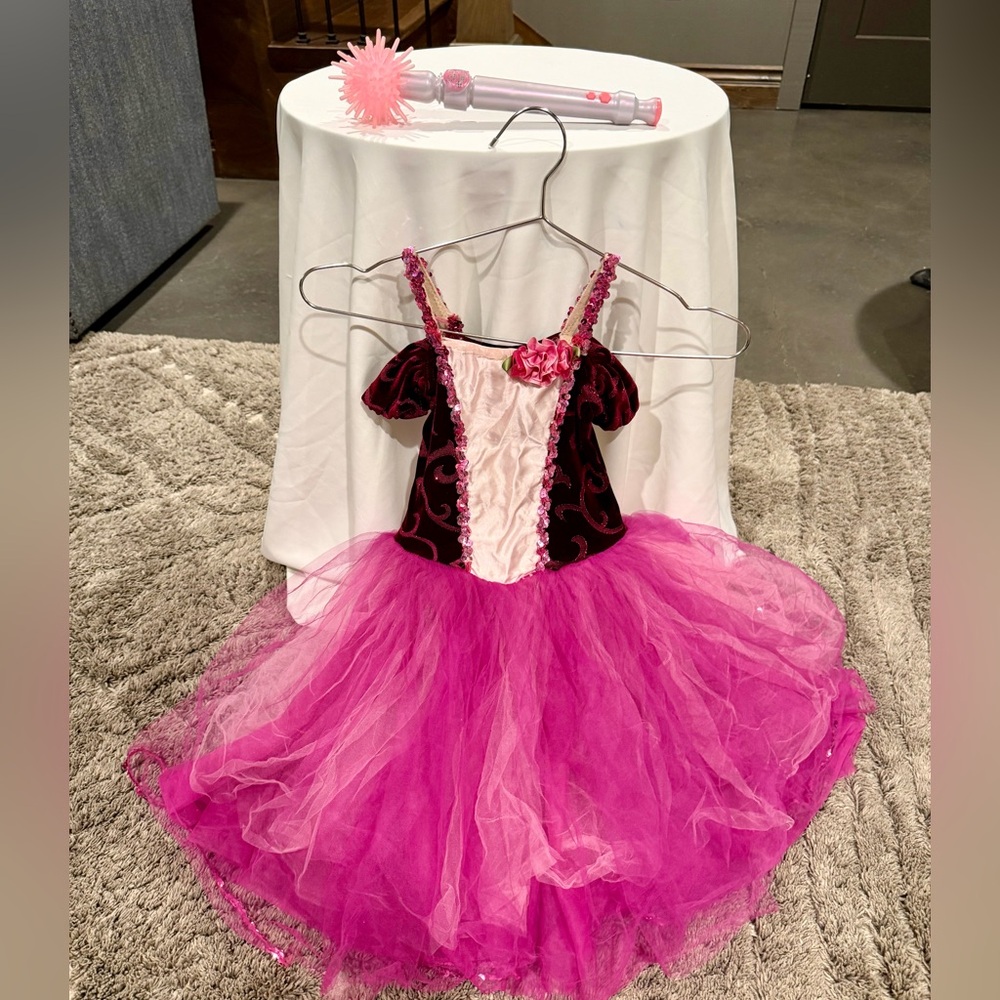 Girls Pink Tulle Princess Costume Dress Up Wicked Microphone Light & Music 4-6